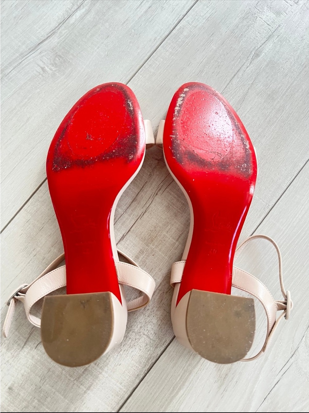 Christian Louboutin Blush Leather Ankle-Strap Sandals - Picture 4 of 5